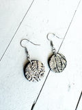 Metallic Silver on Black Leather Sphere Earrings